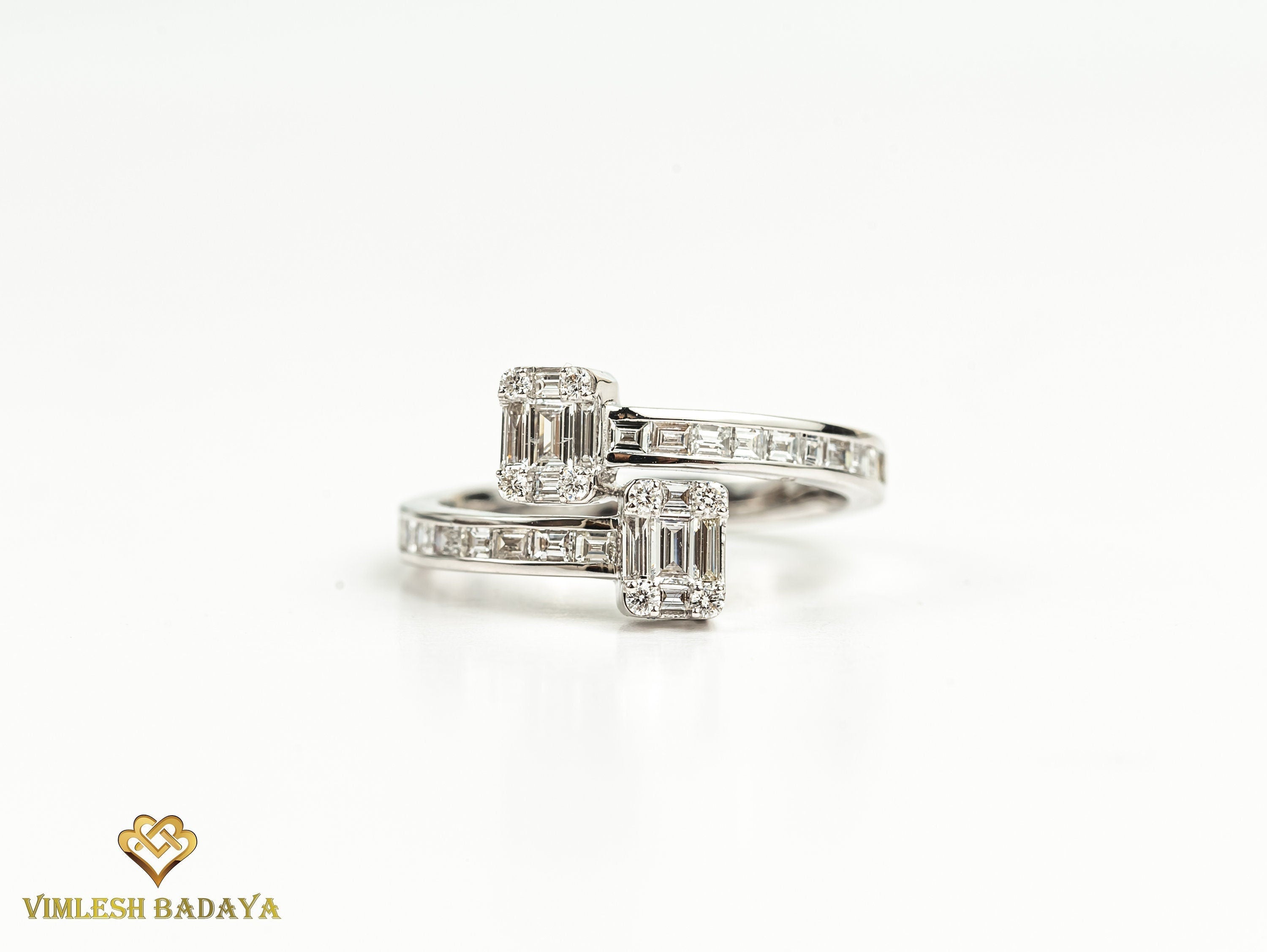 Illusion Setting Diamond Engagement Ring | Baguette Cut & Adjustable Statement Ring | G VS Diamond -