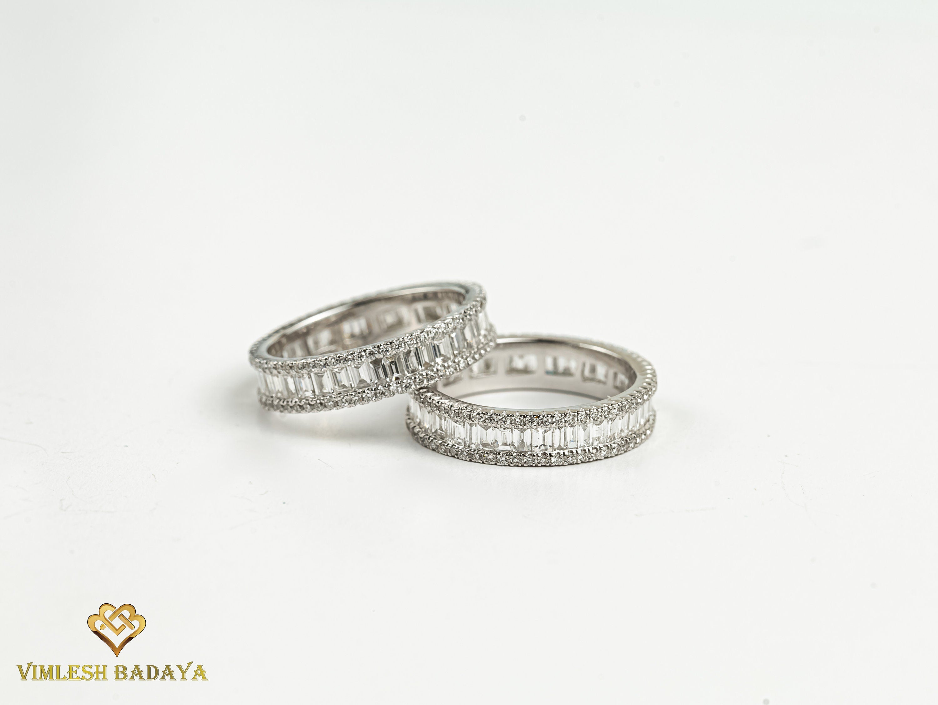 1.5 Carat Diamond Baguette Wedding Band | Minimalist Thin Diamond Half Eternity Ring -
