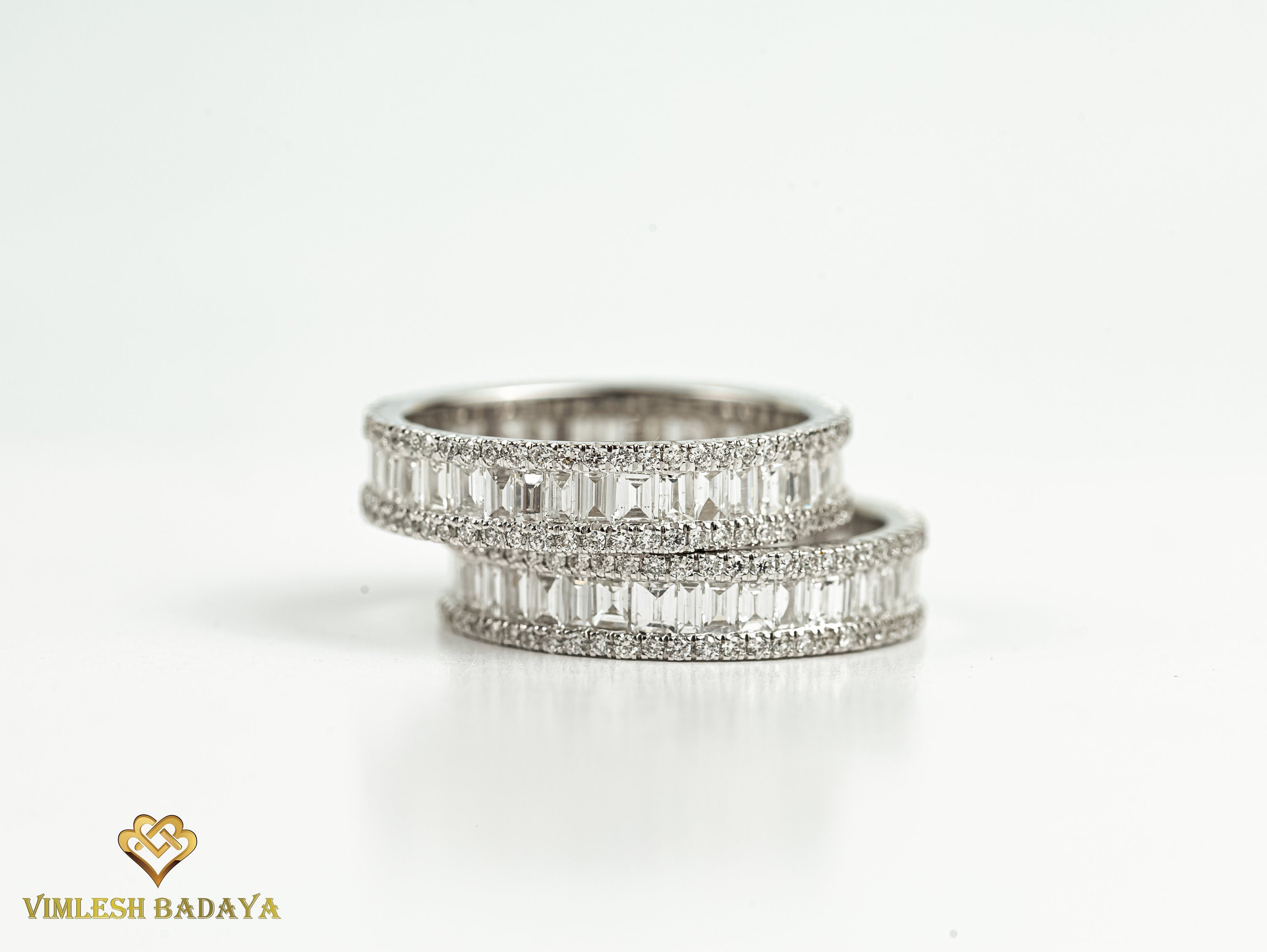 1.5 Carat Diamond Baguette Wedding Band | Minimalist Thin Diamond Half Eternity Ring -