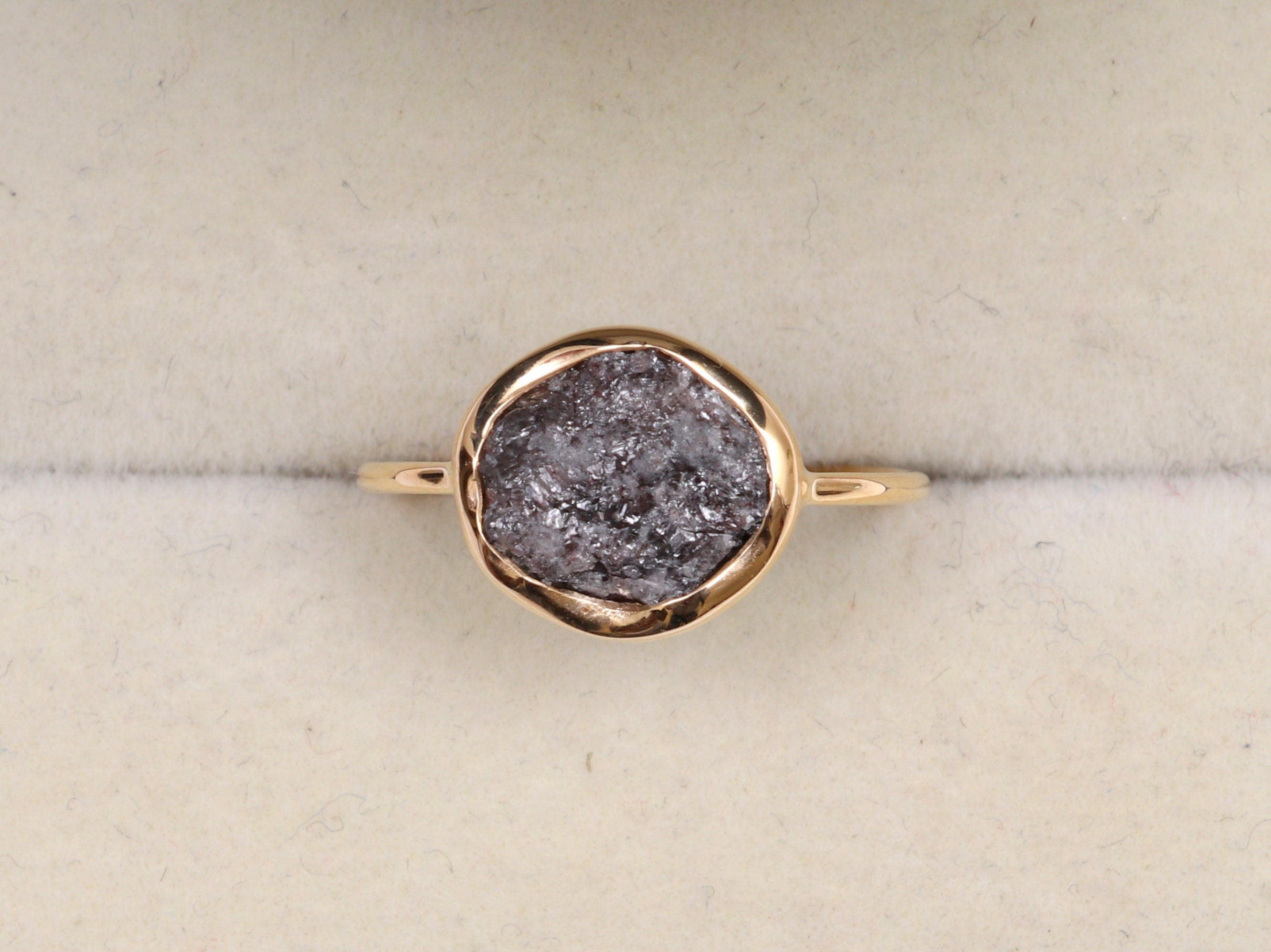 Raw Gray Diamond Engagement Ring | 2 Carat Rough Stone Promise Ring -