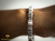 Lab Grown Diamond Tennis Bracelet | Round & Baguette Cut Diamonds | Prong Illusion Set Eternity Bracelet for Her -