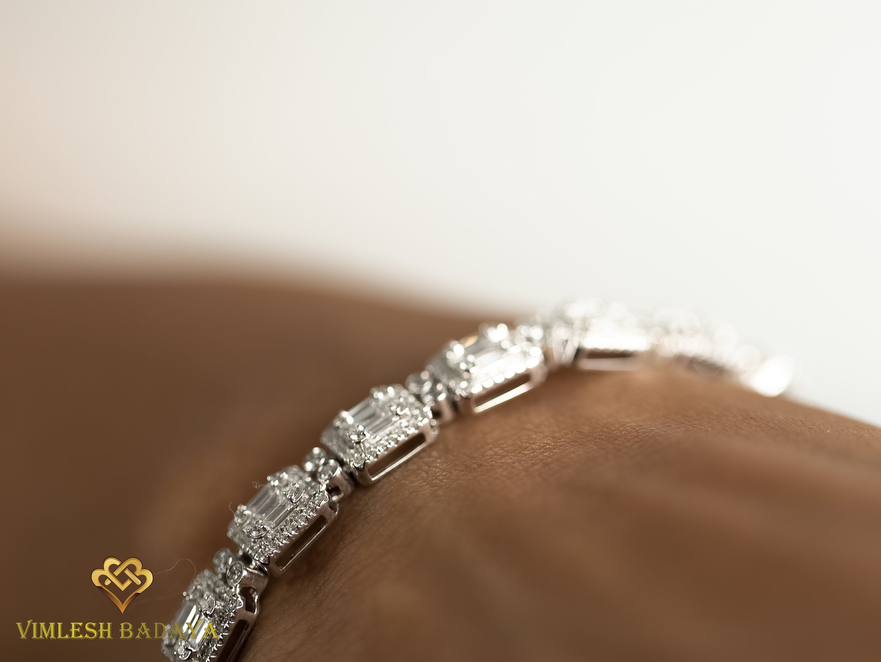 Diamond Tennis Bracelet | Natural Round & Baguette Cut Diamond Bracelet | Illusion Set Eternity Bracelet | Bridal Gift -