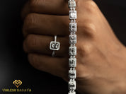 Diamond Tennis Bracelet | Natural Round & Baguette Cut Diamond Bracelet | Illusion Set Eternity Bracelet | Bridal Gift -