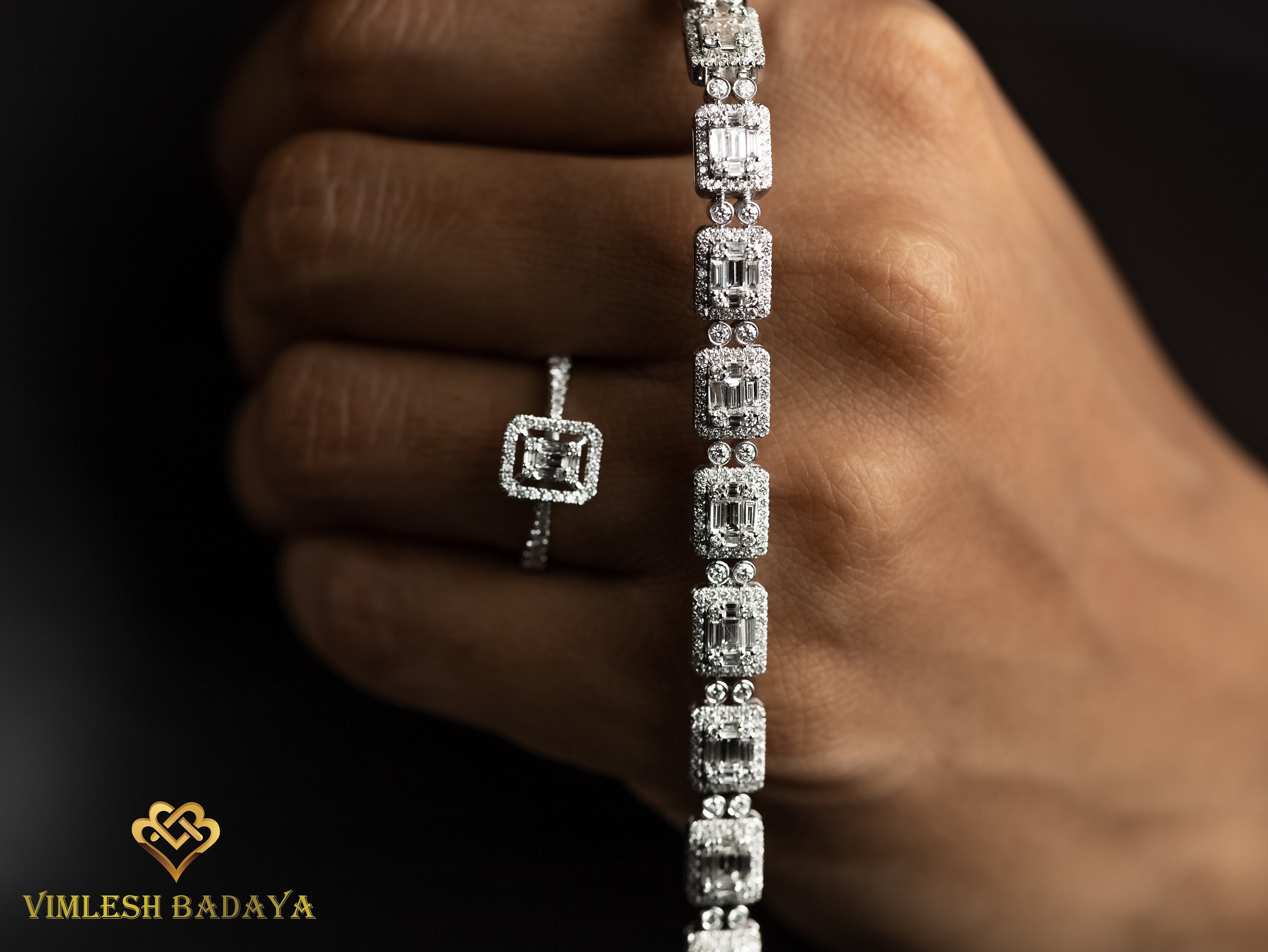 Diamond Tennis Bracelet | Natural Round & Baguette Cut Diamond Bracelet | Illusion Set Eternity Bracelet | Bridal Gift -