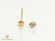 Natural Diamond Stud Earrings | Solid Gold 3mm Round Cut | Diamond Earrings for Everyday Wear -