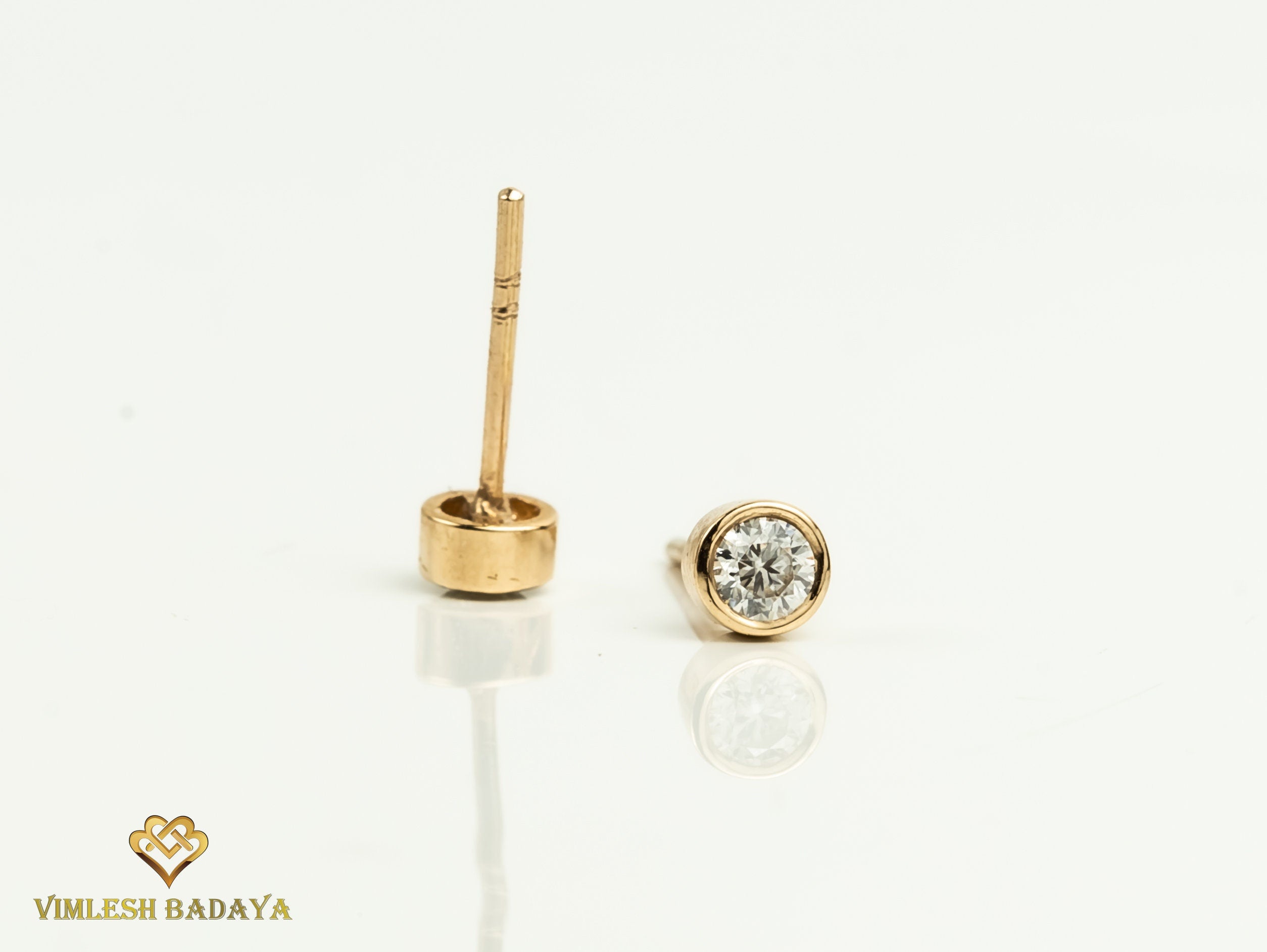 Natural Diamond Stud Earrings | Solid Gold 3mm Round Cut | Diamond Earrings for Everyday Wear -