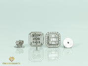 Lab Grown Diamond Stud Earrings | 0.58 CT Round & Baguette Cut | Illusion Set Diamond Earrings for Her -