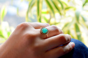 Raw Emerald Halo Ring | May Birthstone Engagement Ring | Raw Gemstone Ring -