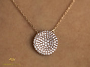 Iced Out Diamond Disc Pendant | E F VS Round Diamond Pendant | Solid Gold Gift for Her | Anniversary Present -