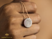 Iced Out Diamond Disc Pendant | E F VS Round Diamond Pendant | Solid Gold Gift for Her | Anniversary Present -