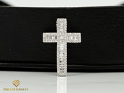 Natural Diamond Cross Pendant | Baguette Princess Cut Jesus Crucifix Pendant | Illusion Setting Religious Pendant -