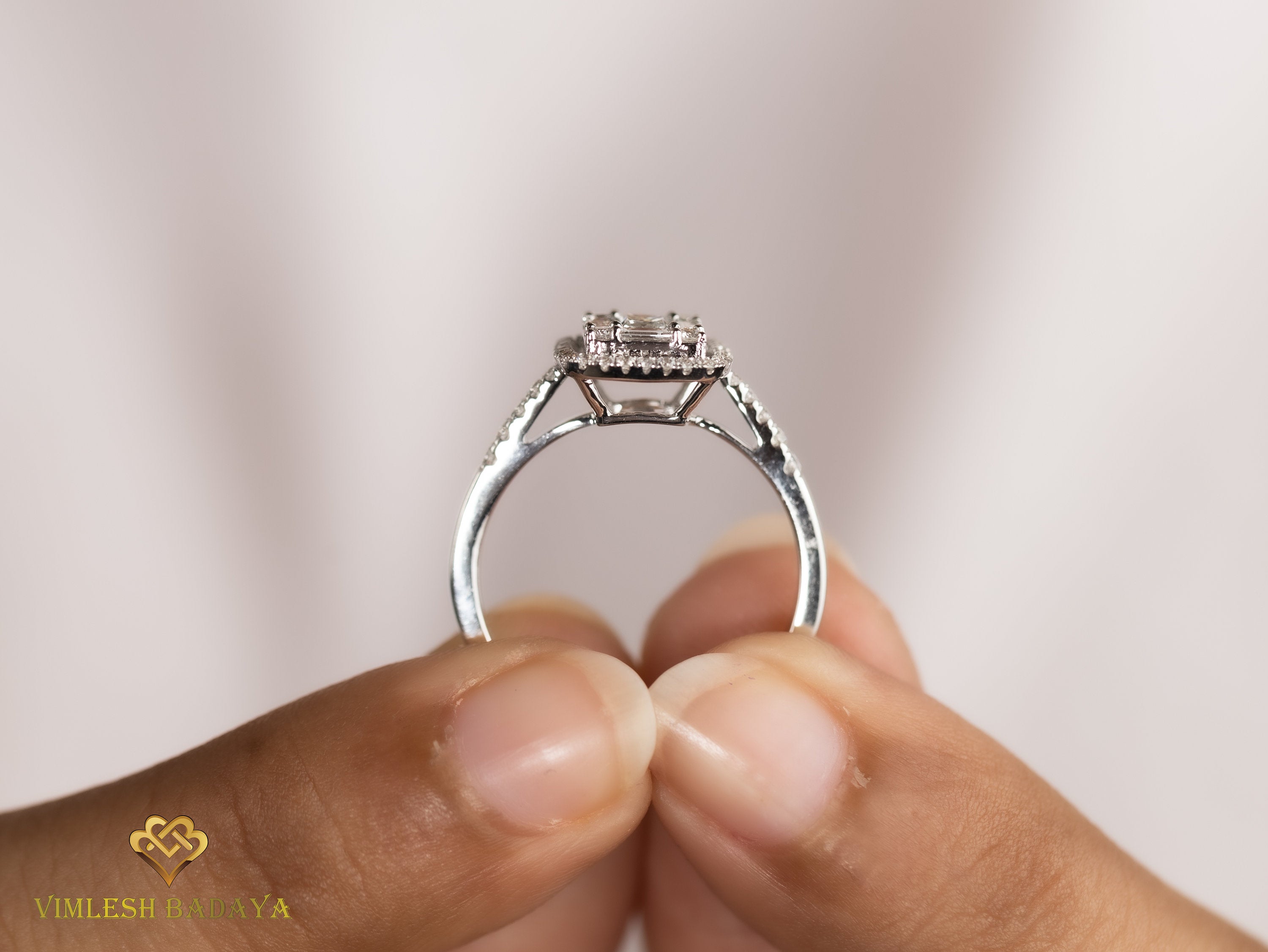 Lab Grown Diamond Baguette Ring | E-F VS Lab Created Diamond Engagement Ring -