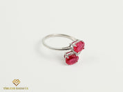 Ruby Adjustable Engagement Ring | 2.5 Carat Genuine Ruby | Two-Stone Oval Ring | Anniversary Gift -