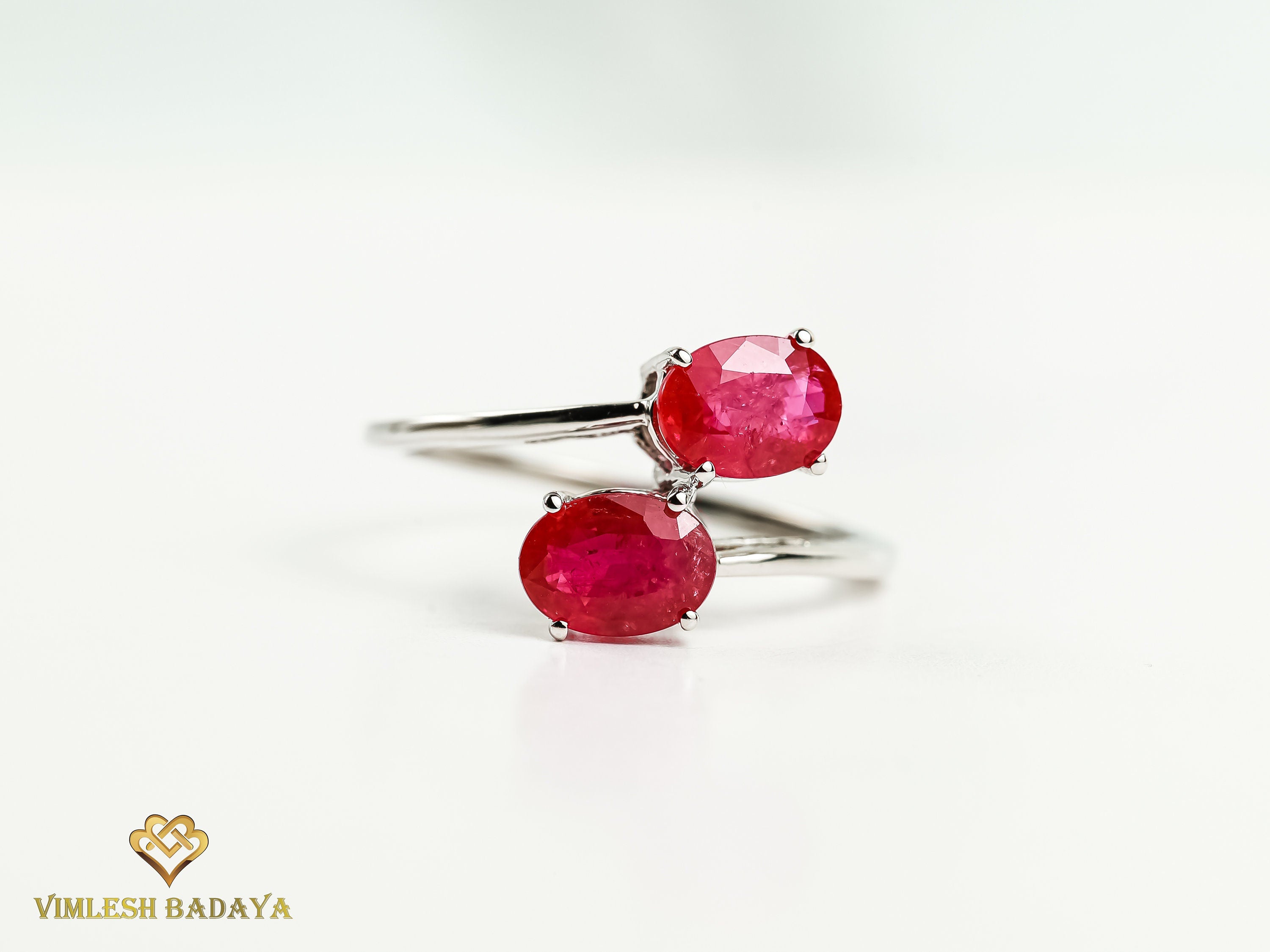 Ruby Adjustable Engagement Ring | 2.5 Carat Genuine Ruby | Two-Stone Oval Ring | Anniversary Gift -