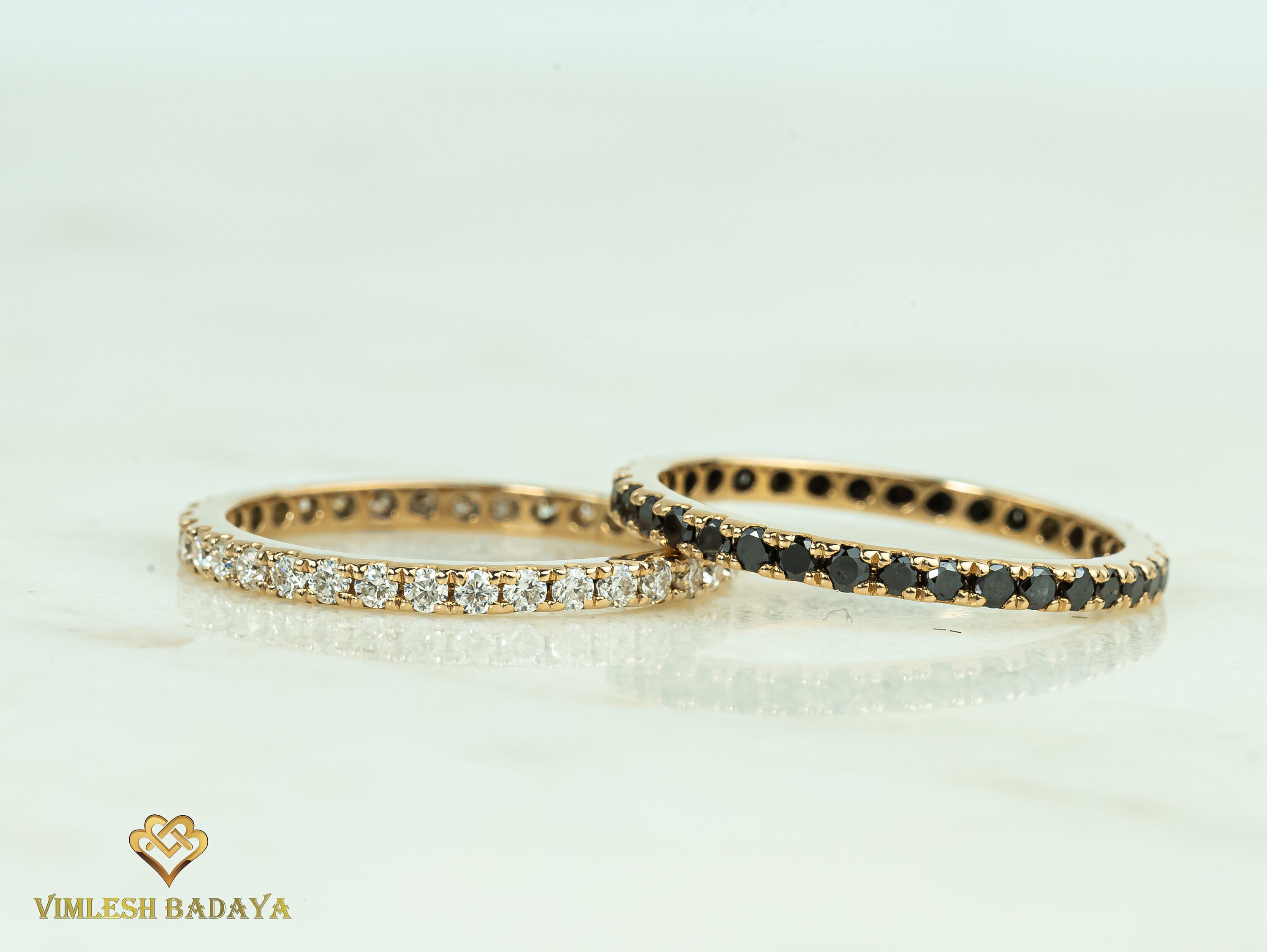Black Diamond Eternity Wedding Ring | Thin Diamond Stacking Band | Full Eternity Ring -