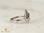Pear Diamond Baguette Cut Ring | Illusion Setting | Unique Diamond Engagement Ring -