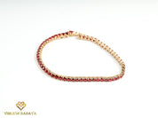 Natural Ruby Tennis Bracelet | Round Cut Red Ruby & Diamond Eternity Bracelet | Bridal Gift for Her -