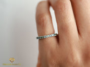 Alexandrite, Aquamarine & Blue Sapphire Full Eternity Ring | 2mm Blue Sapphire Minimalist Wedding Band -