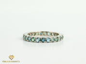 Alexandrite, Aquamarine & Blue Sapphire Full Eternity Ring | 2mm Blue Sapphire Minimalist Wedding Band -