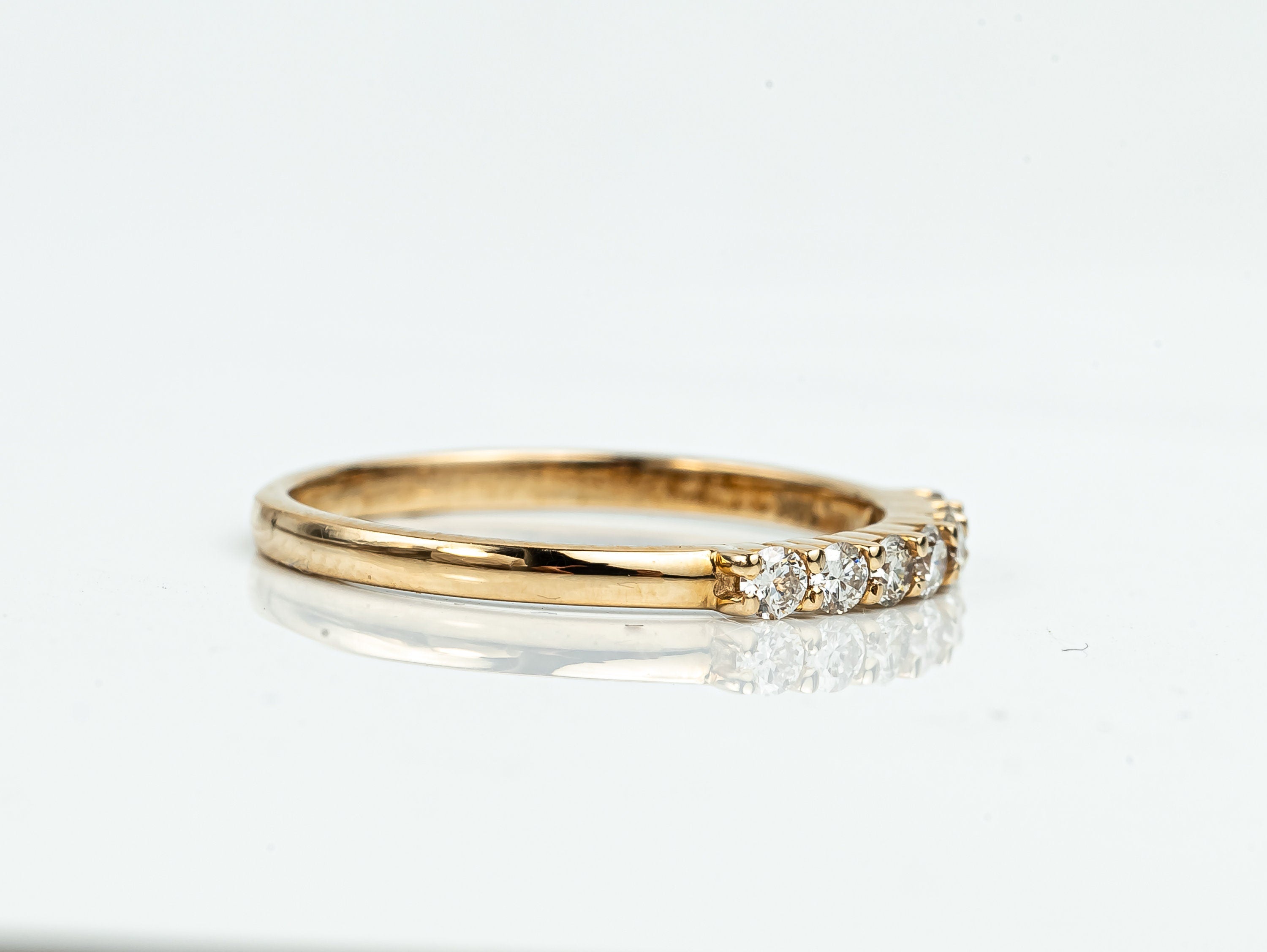 2mm Diamond Wedding Band | Minimalist Stacking Ring, Half Eternity Diamond Ring for Her -