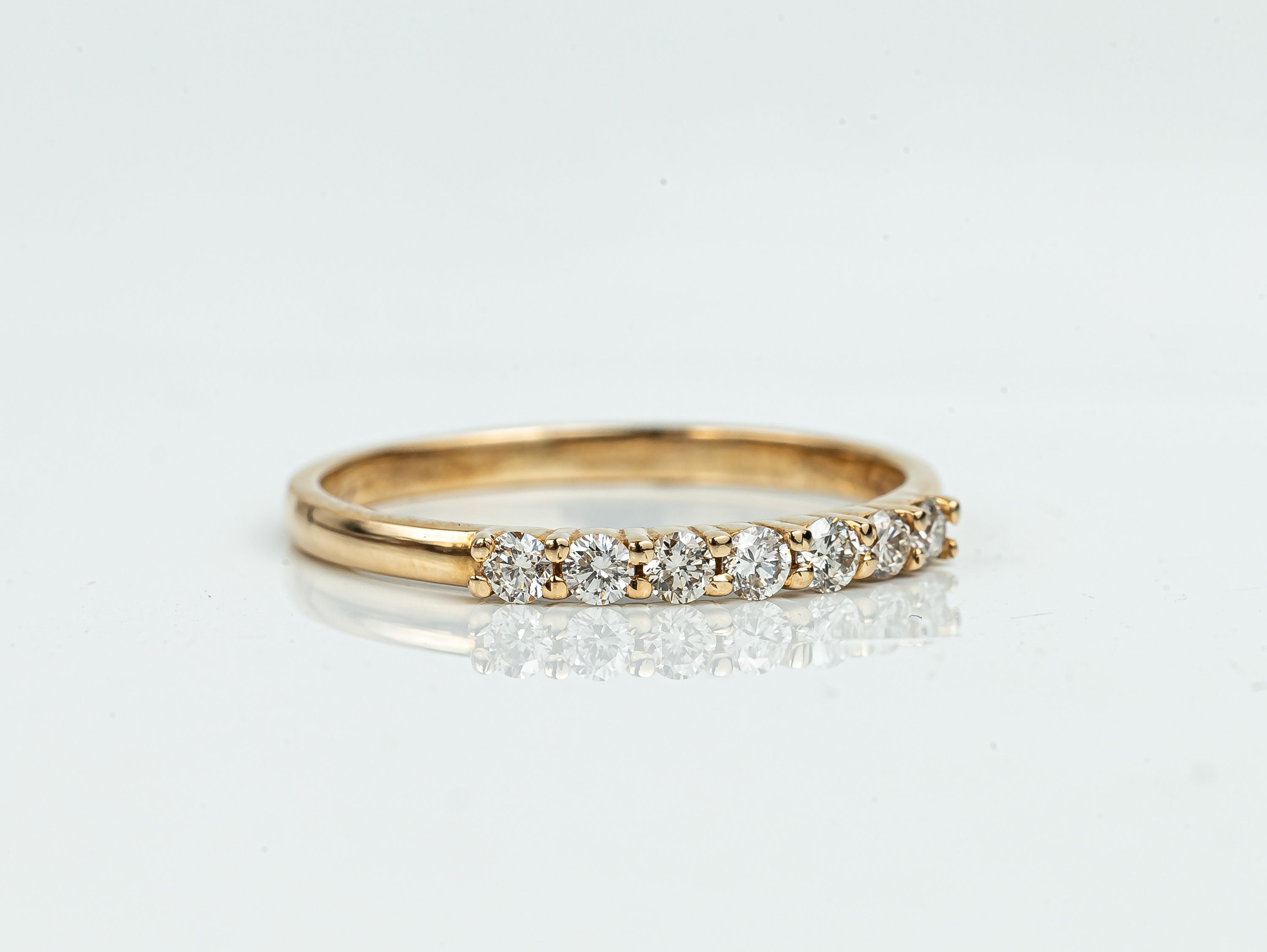 2mm Diamond Wedding Band | Minimalist Stacking Ring, Half Eternity Diamond Ring for Her -
