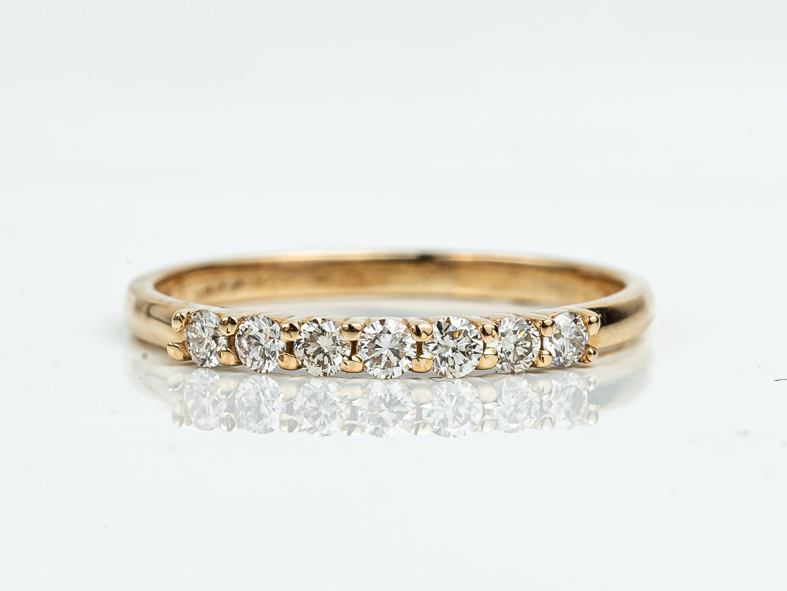 2mm Diamond Wedding Band | Minimalist Stacking Ring, Half Eternity Diamond Ring for Her -