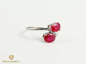 Ruby Adjustable Engagement Ring | 2.5 Carat Genuine Ruby | Two-Stone Oval Ring | Anniversary Gift -