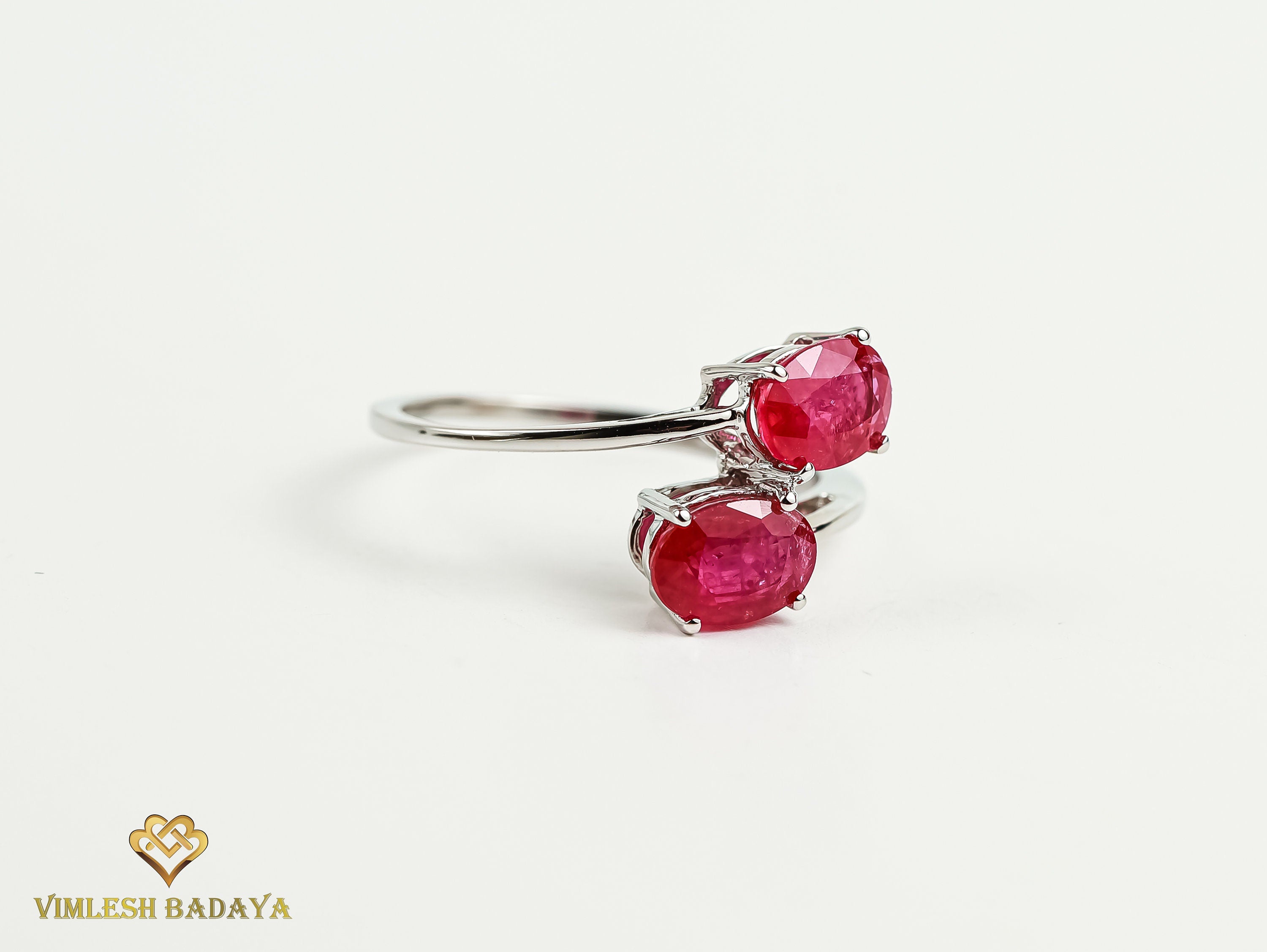 Ruby Adjustable Engagement Ring | 2.5 Carat Genuine Ruby | Two-Stone Oval Ring | Anniversary Gift -
