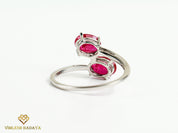 Ruby Adjustable Engagement Ring | 2.5 Carat Genuine Ruby | Two-Stone Oval Ring | Anniversary Gift -