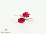 Ruby Adjustable Engagement Ring | 2.5 Carat Genuine Ruby | Two-Stone Oval Ring | Anniversary Gift -
