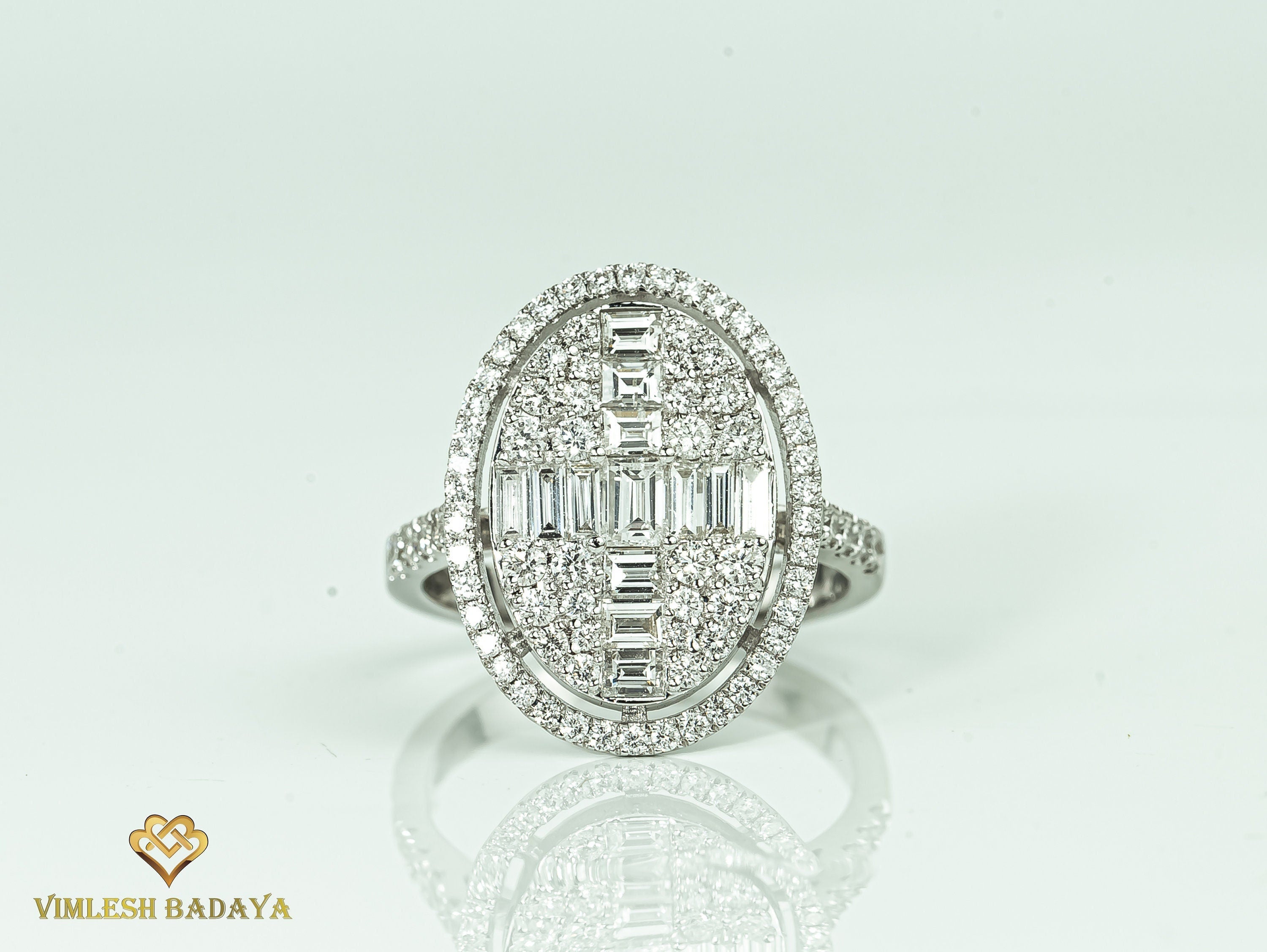 Art Deco Diamond Baguette Cut Ring | 1.6 TCW | Unique Oval Shape Engagement Ring -