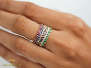 1.5mm Diamond Wedding Band | Minimalist Stacking Ring | Half Eternity Diamond Ring for Her -