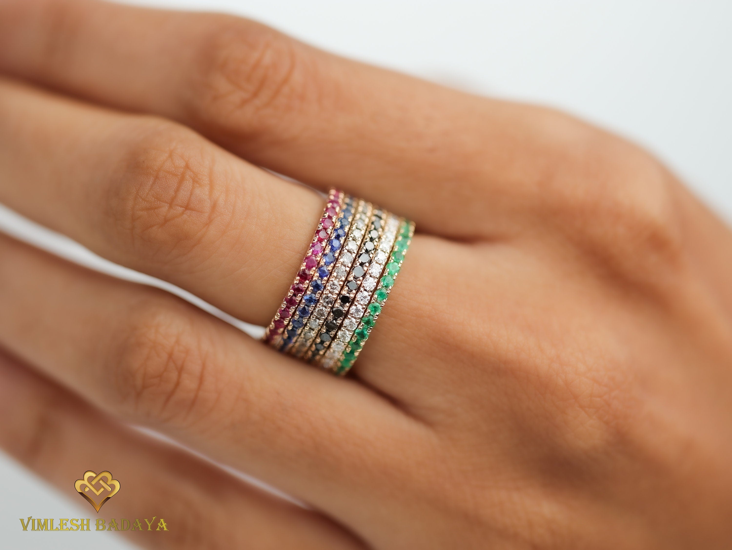 1.5mm Diamond Wedding Band | Minimalist Stacking Ring | Half Eternity Diamond Ring for Her -
