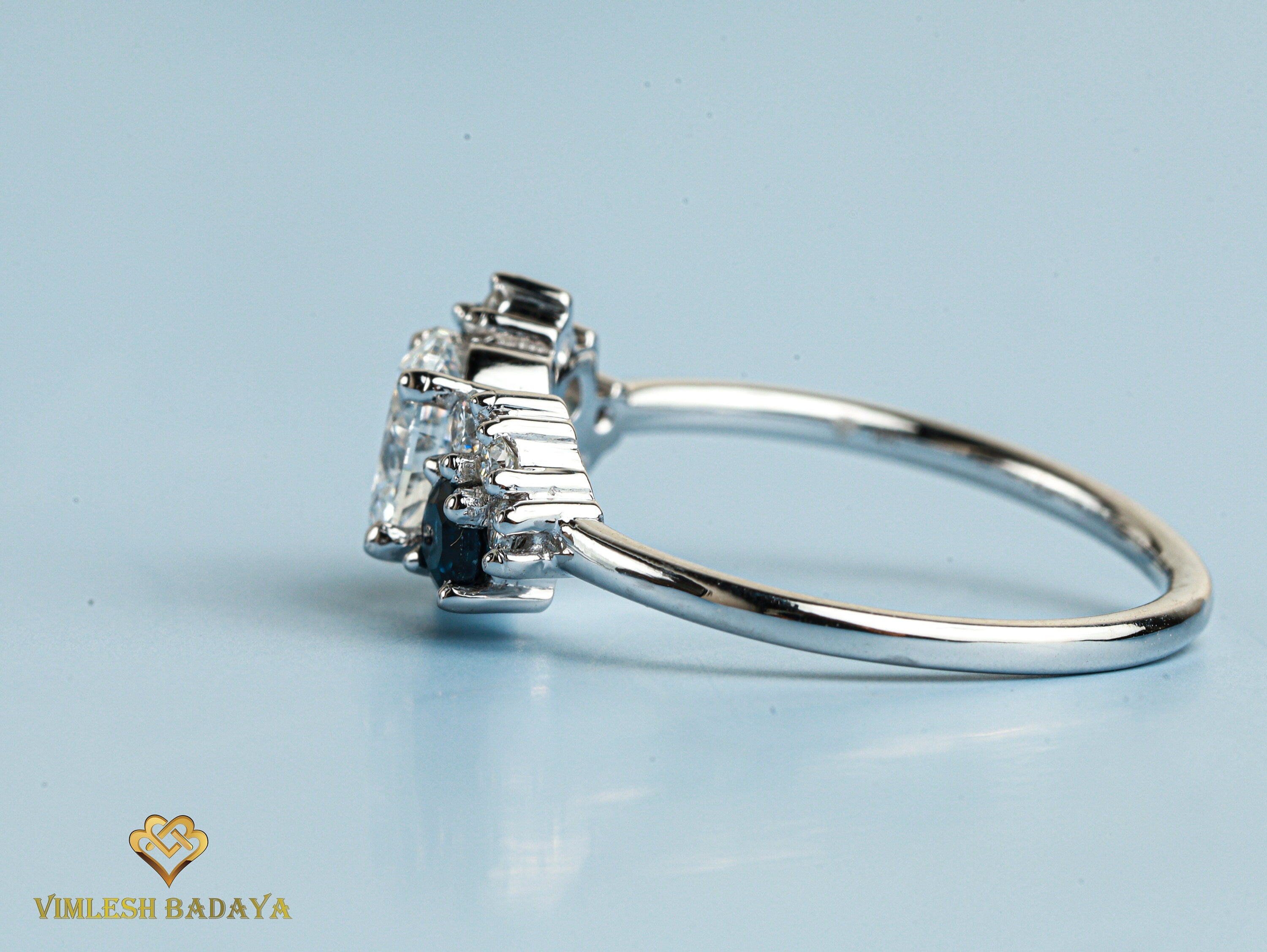 GIA Diamond Cluster Ring | Diamond Sapphire Engagement Ring | Anniversary Gift -