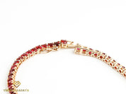 Natural Ruby Tennis Bracelet | Round Cut Red Ruby & Diamond Eternity Bracelet | Bridal Gift for Her -