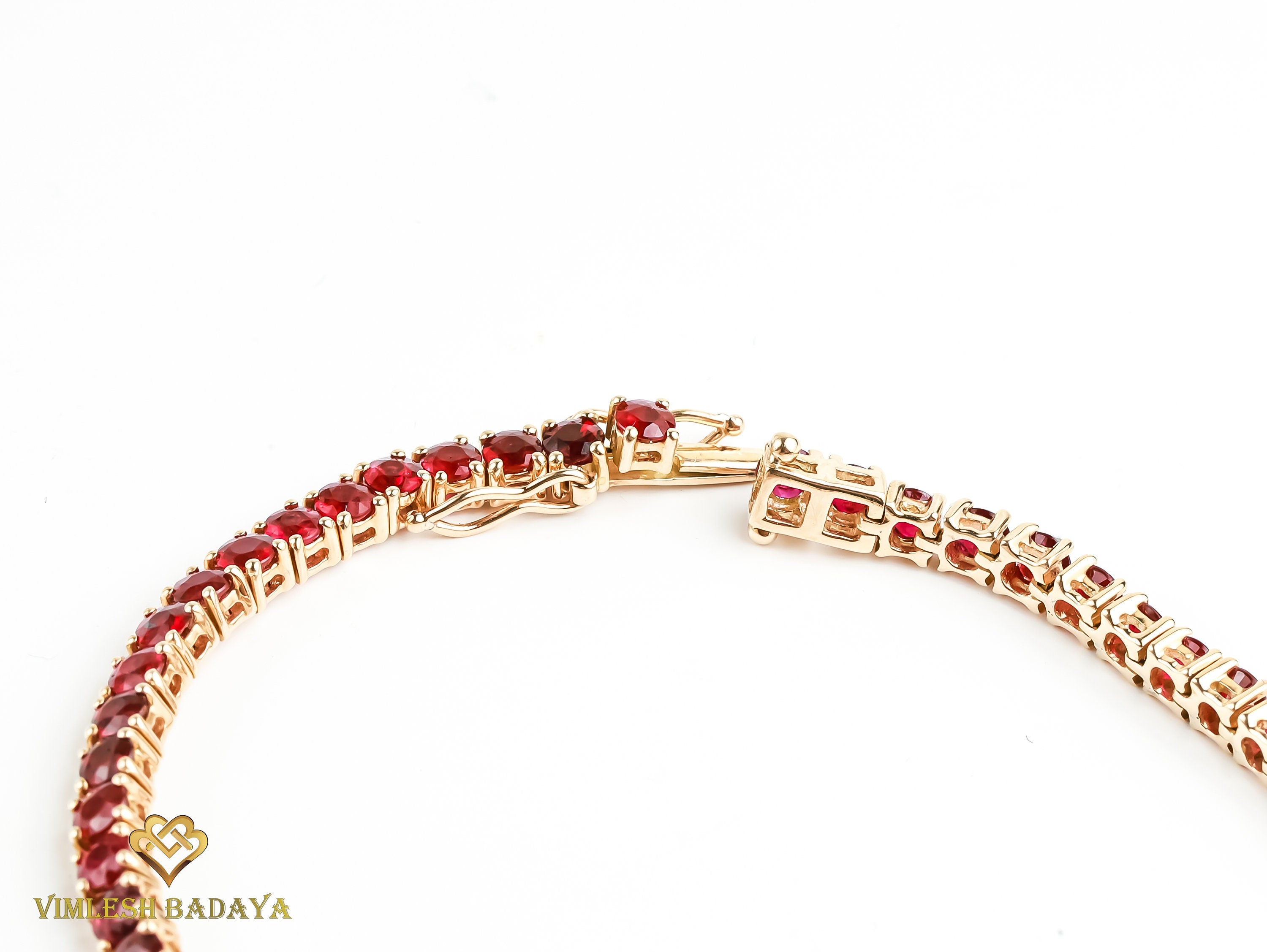 Natural Ruby Tennis Bracelet | Round Cut Red Ruby & Diamond Eternity Bracelet | Bridal Gift for Her -