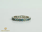 Alexandrite, Aquamarine & Blue Sapphire Full Eternity Ring | 2mm Blue Sapphire Minimalist Wedding Band -