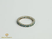 Alexandrite, Aquamarine & Blue Sapphire Full Eternity Ring | 2mm Blue Sapphire Minimalist Wedding Band -
