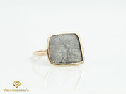 1 ct Slice Gray Diamond Ring | Salt & Pepper Polki Diamond, Unique Engagement Ring, Gift for Her -