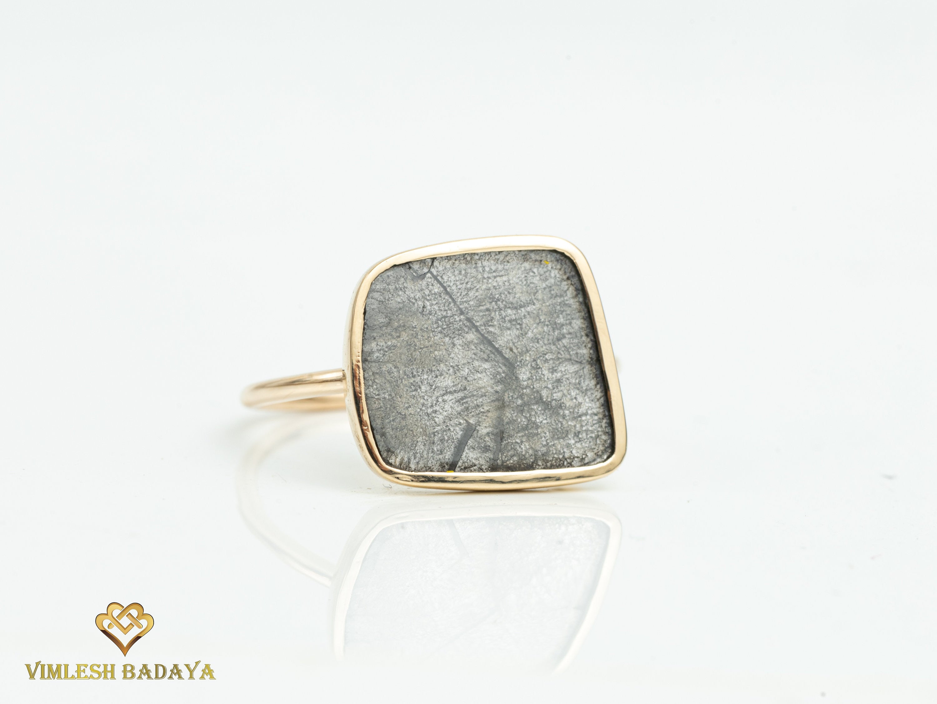 1 ct Slice Gray Diamond Ring | Salt & Pepper Polki Diamond, Unique Engagement Ring, Gift for Her -