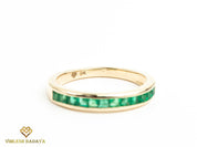 Princess Cut Emerald Wedding Ring | Zambian Emerald Half Eternity Band | May Birthstone Ring -
