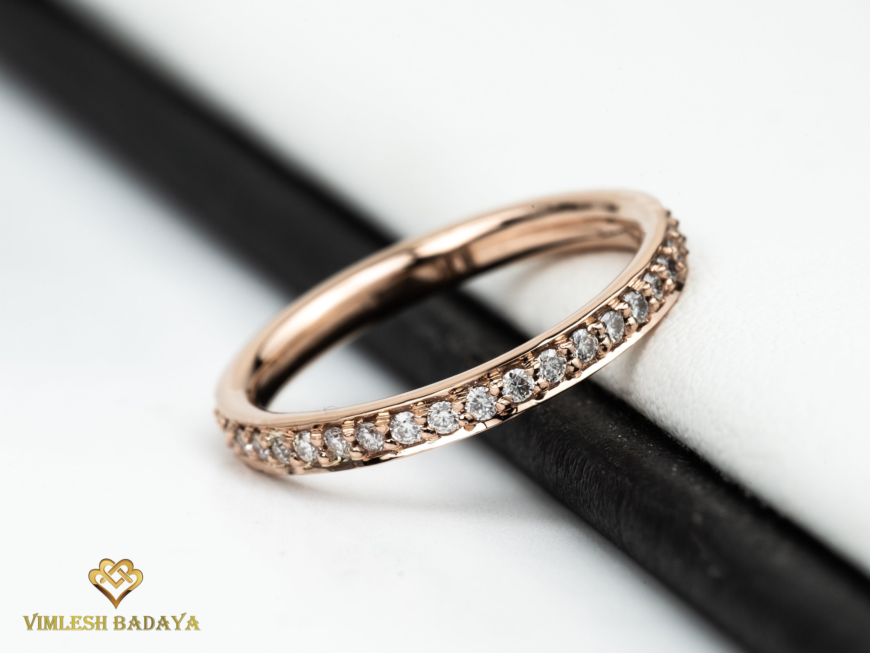 Full Eternity Diamond Wedding Band | Minimalist 1.5mm Diamond Ring for Her -