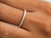 1.5mm Diamond Wedding Band | Minimalist Stacking Ring | Half Eternity Diamond Ring for Her -