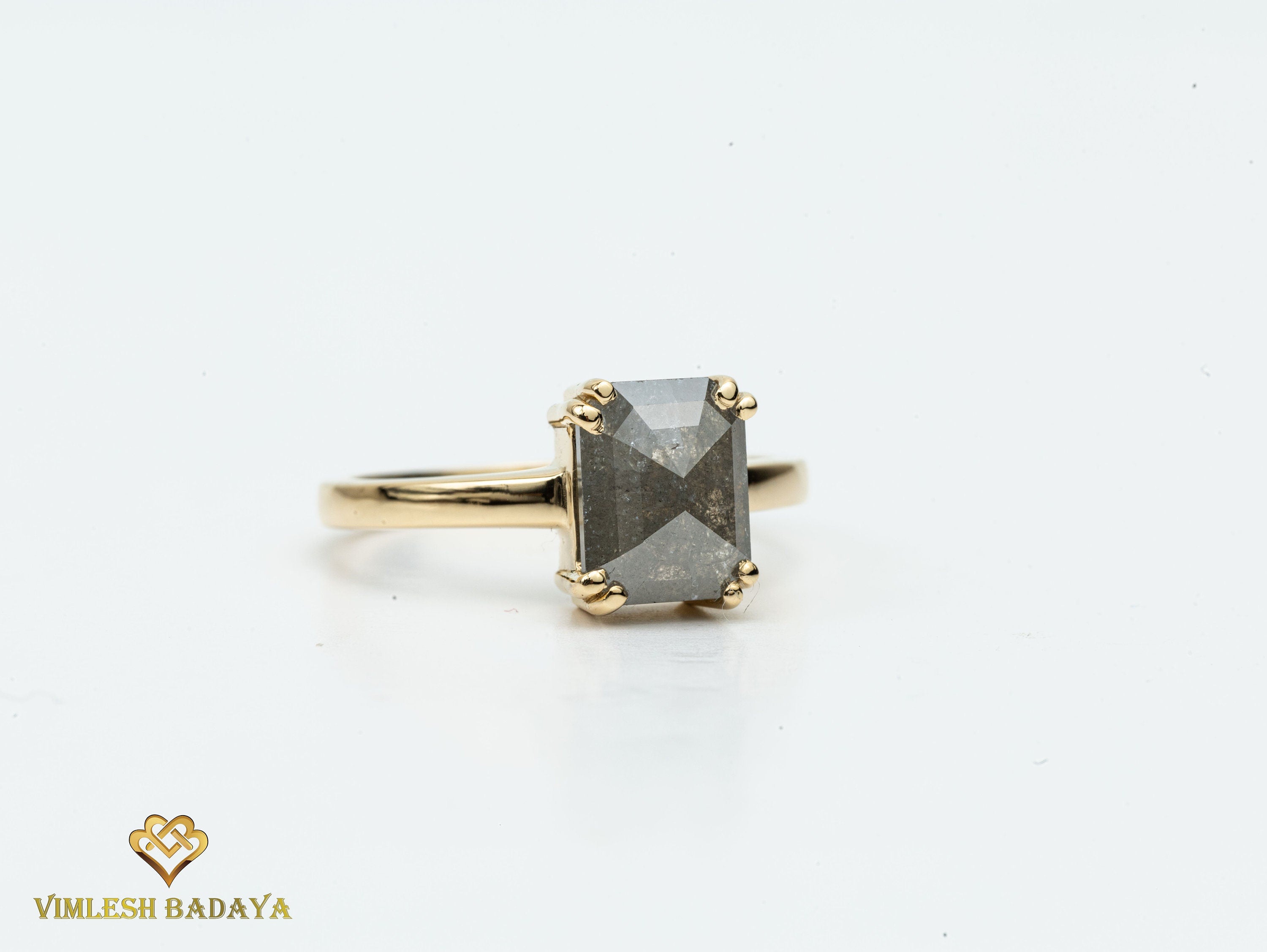 2 Carat Solitaire Gray Diamond Ring | Salt and Pepper Diamond Engagement Ring -