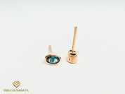 Natural Teal Sapphire Earrings | Solid Gold Sapphire Studs | Oval Cut Australian Peacock Sapphire Earrings | Gift for Her -