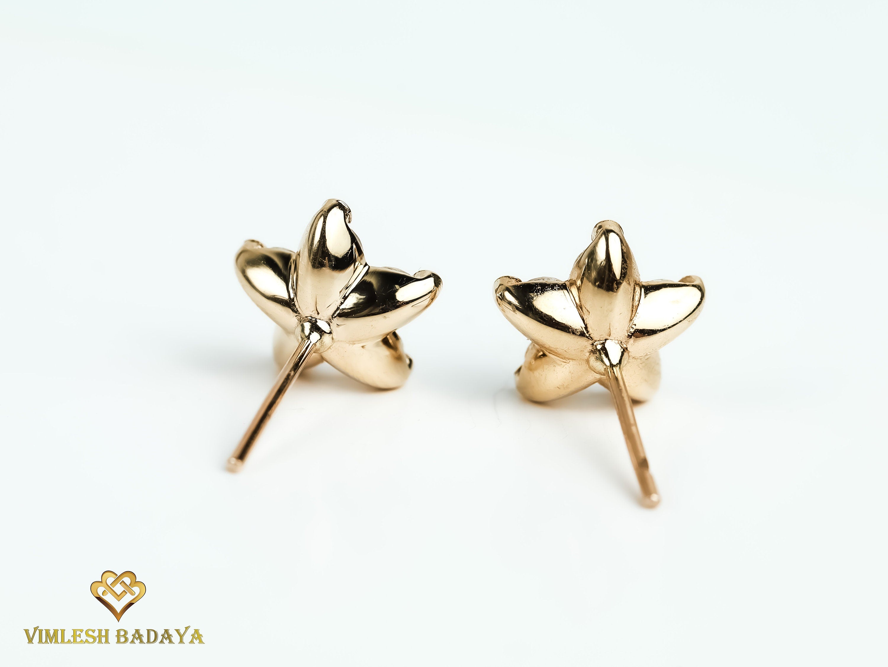 1.7 TCW Solid Gold Flower Diamond Stud Earrings | Round Diamond Studs | Anniversary Gift for Her -