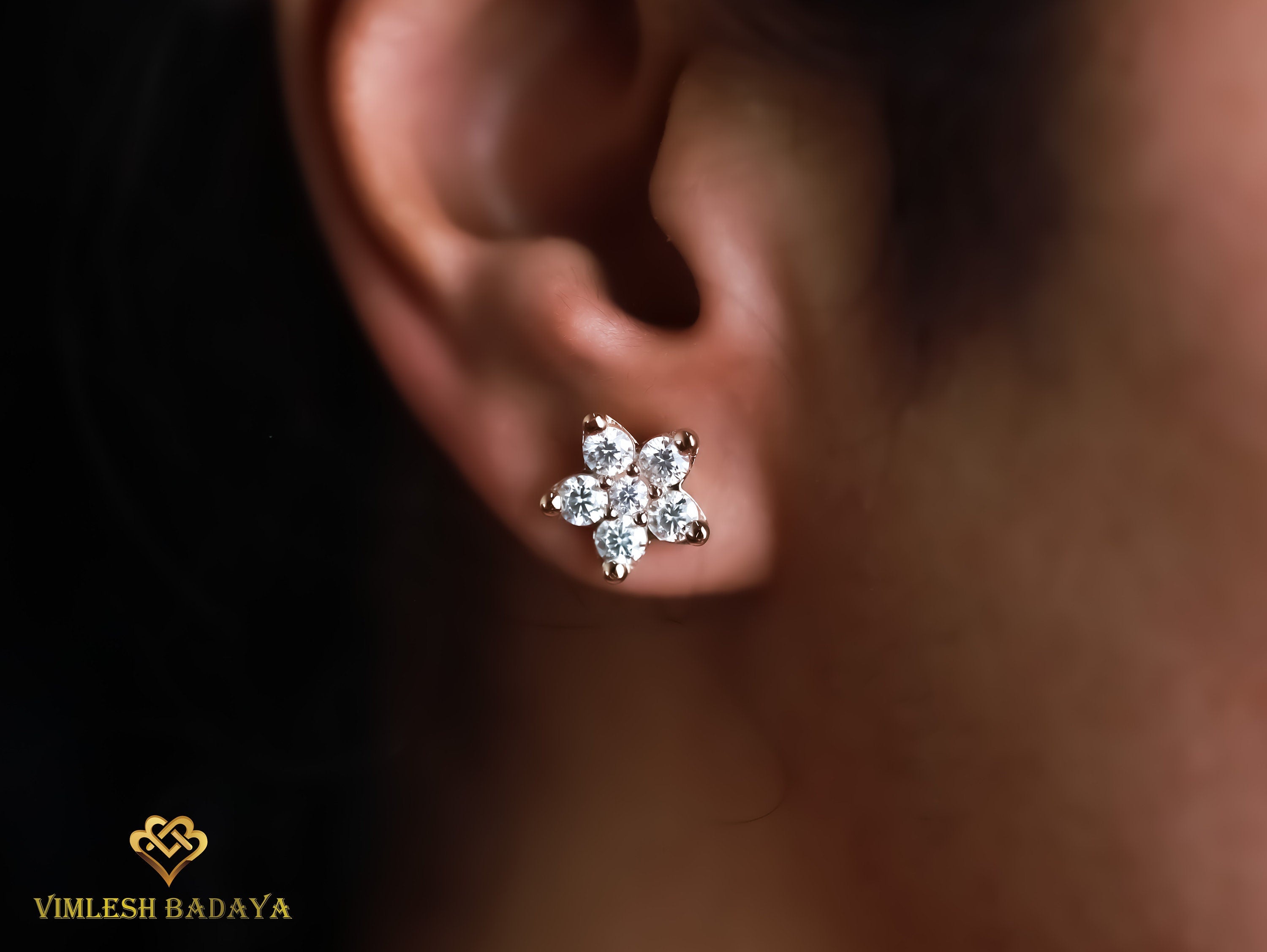 1.7 TCW Solid Gold Flower Diamond Stud Earrings | Round Diamond Studs | Anniversary Gift for Her -
