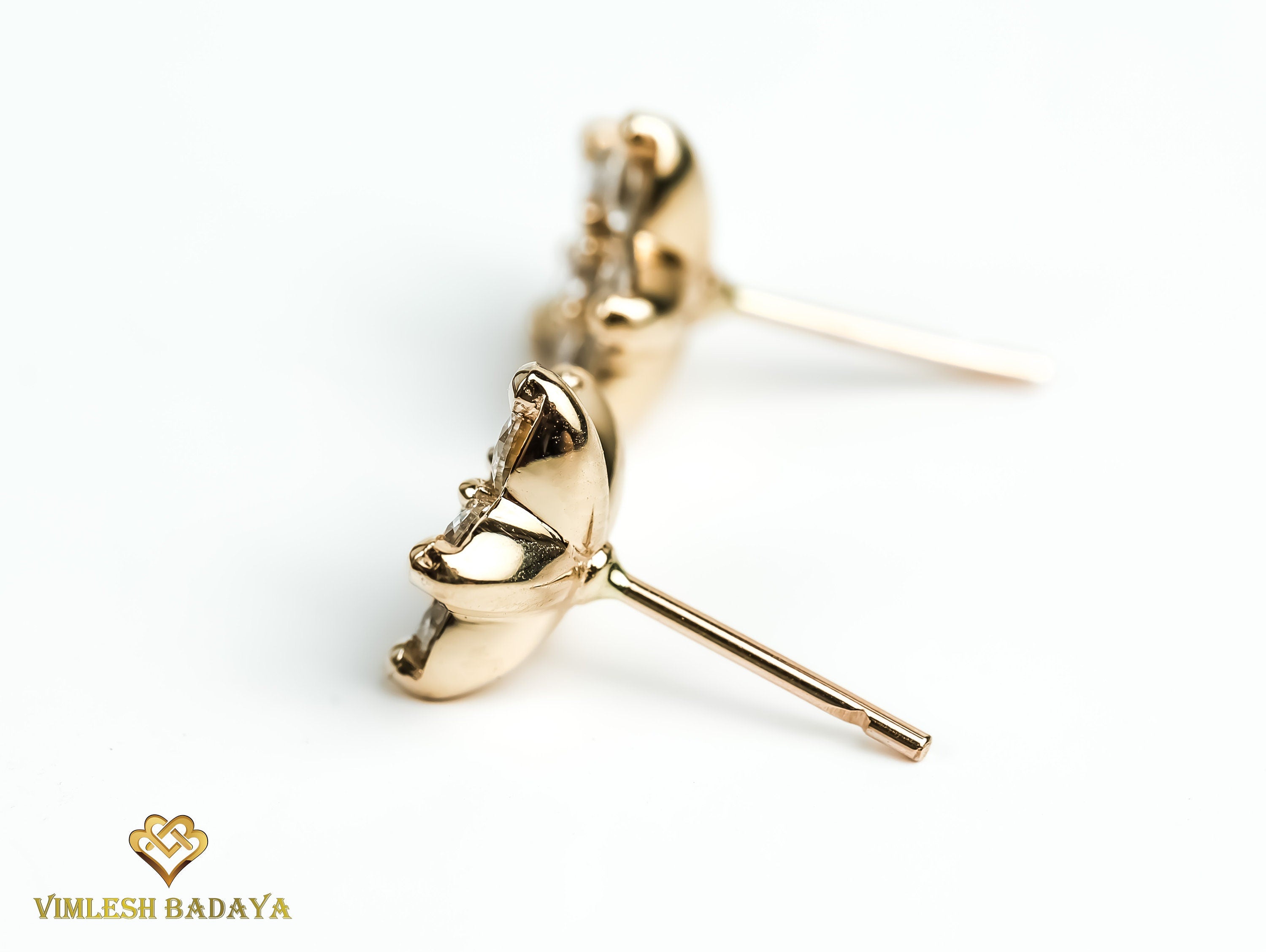 1.7 TCW Solid Gold Flower Diamond Stud Earrings | Round Diamond Studs | Anniversary Gift for Her -