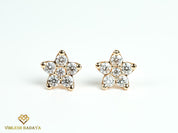 1.7 TCW Solid Gold Flower Diamond Stud Earrings | Round Diamond Studs | Anniversary Gift for Her -