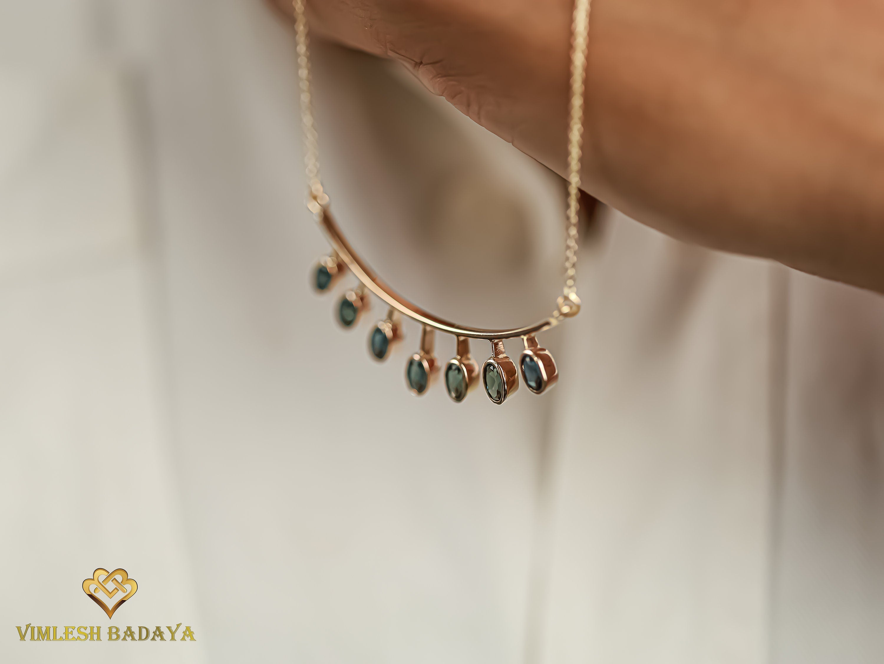 Oval Teal Sapphire Necklace | Dainty Sapphire Necklace | Handmade Solid Gold Minimalist Jewelry | September Birthstone -